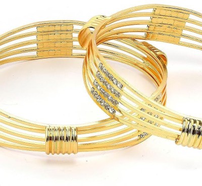 Seven Star Brass Cubic Zirconia Gold-plated Bangle Set