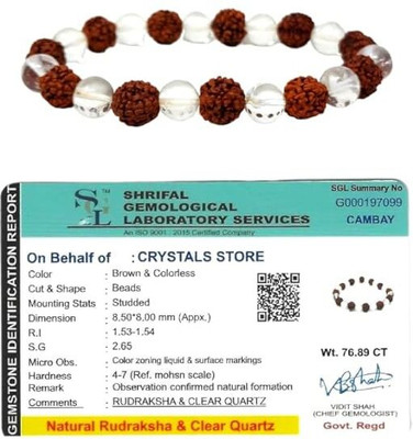 VIBESLE Stone, Rudraksha, Clear Quartz Crystal Bracelet