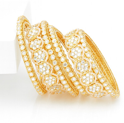 GC PREMIUM JEWELLERY Brass Gold-plated Bangle Set(Pack of 6)