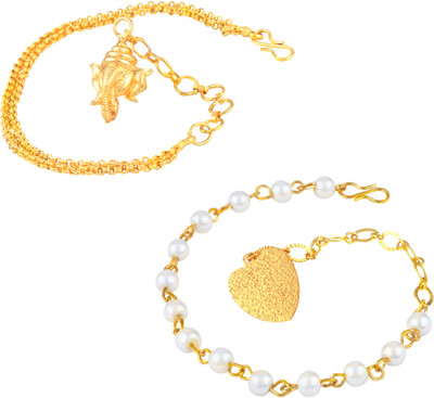 JFL - Jewellery for Less Copper Gold-plated Bracelet Set(Pack of 2)