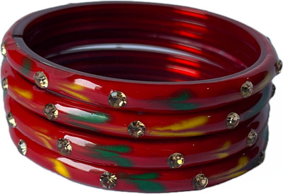 Karaavi Glass Crystal Bangle Set(Pack of 4)