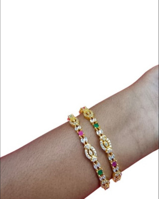 ZAMZAM Copper Emerald Gold-plated Bangle Set(Pack of 2)