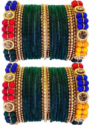 RADHA MOHAN EMPIRE Fabric, Glass Bangle Set(Pack of 46)