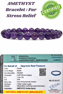 SPYRONIX REAL TREASURE Stone, Amethyst Crystal Bracelet
