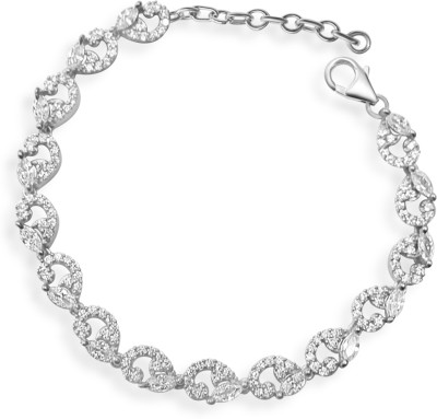 Olluu Sterling Silver Cubic Zirconia Rhodium Bracelet