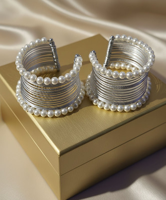 Orangenysha Brass Pearl Gold-plated Cuff(Pack of 2)