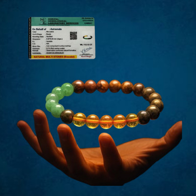 UBRONIK Pyrite, Green Aventurine, Tiger's Eye, Citrine, Clear Quartz Crystal Bracelet