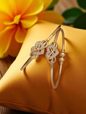 Hetshree Brass Diamond Gold-plated Bangle Set