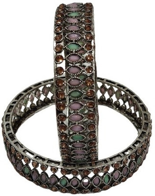 KAMAAKSHI FASHION COLLECTIONS Brass Ruby Silver Bangle Set(Pack of 2)