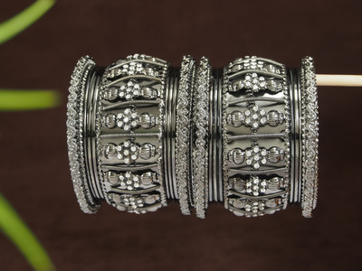 OrnaDzn Zevellery Alloy Cubic Zirconia Gold-plated Bangle Set(Pack of 10)