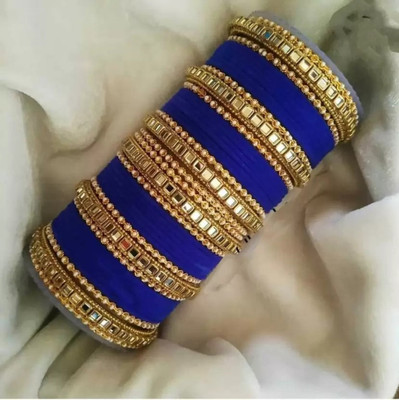Mayra Creation Metal Zircon Gold-plated Bangle Set(Pack of 2)