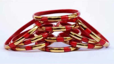 BUSINESS EMPIRE Glass Beads Enamel Bangle(Pack of 10)