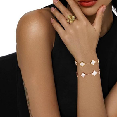 MASHBA Brass Pearl Gold-plated Bracelet(Pack of 2)