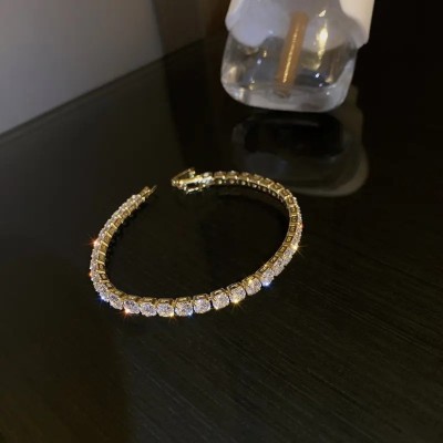 ZAISHA Stainless Steel Cubic Zirconia Gold-plated Tennis Bracelet