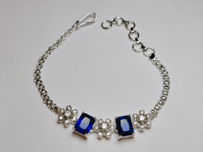 Hiba Jewels Brass Cubic Zirconia Rhodium Bracelet
