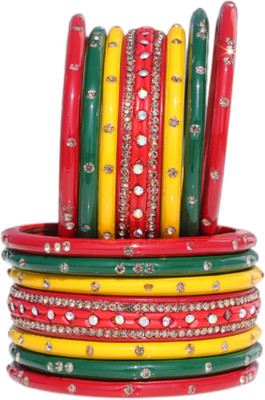 MANVI FASHION Lac Crystal Bangle Set(Pack of 10)