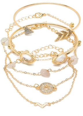 Vimich Alloy Cubic Zirconia Gold-plated Bracelet Set(Pack of 6)