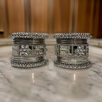 sk international Metal, Crystal Crystal Bangle Set(Pack of 10)