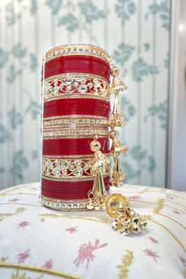 Neha Traditional Plastic, Alloy Zircon Gold-plated Chudas(Pack of 42)