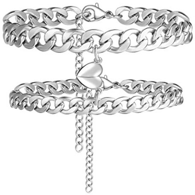 ruby collection Stainless Steel Bracelet Set(Pack of 2)