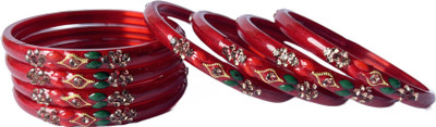 Karaavi Glass Crystal Enamel Bangle Set(Pack of 8)