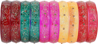 NMII Glass Zircon Bangle Set(Pack of 10)