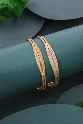 Sangria Brass Diamond Gold-plated Bangle Set(Pack of 2)