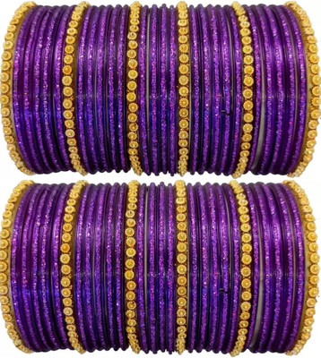 BUSINESS EMPIRE Glass Cubic Zirconia Bangle Set(Pack of 2)