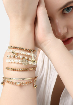 TVI Alloy Cubic Zirconia Gold-plated Bracelet Set(Pack of 6)