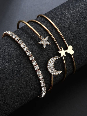 Dressberry Alloy Cubic Zirconia Gold-plated Cuff(Pack of 4)