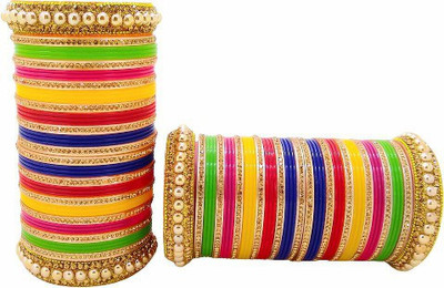 OJHA Lac Crystal Gold-plated Chudas(Pack of 10)