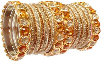 Royal Bangles Metal Zircon Bangle Set(Pack of 18)
