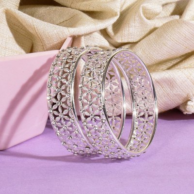 kewai Metal Cubic Zirconia Bangle Set(Pack of 2)