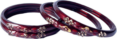 Karaavi Glass Crystal Enamel Bangle Set(Pack of 4)
