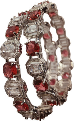 SHRUTAN CREATION Alloy Zircon Rhodium Bangle Set(Pack of 2)