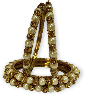 Alzawiah Alloy Cubic Zirconia Gold-plated Bangle Set(Pack of 4)