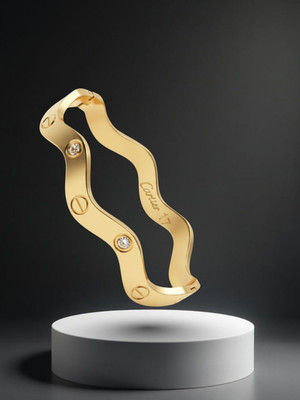 KIVORA Alloy Cubic Zirconia Gold-plated Kada