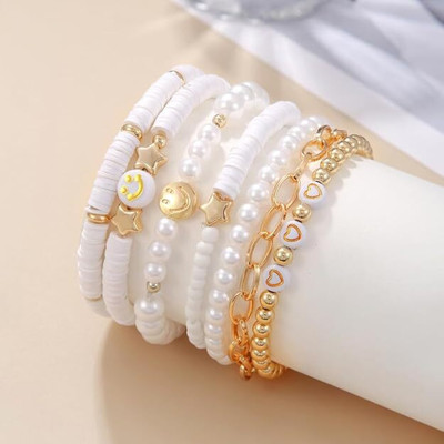 TheVineGirl Alloy Pearl Bracelet Set(Pack of 7)