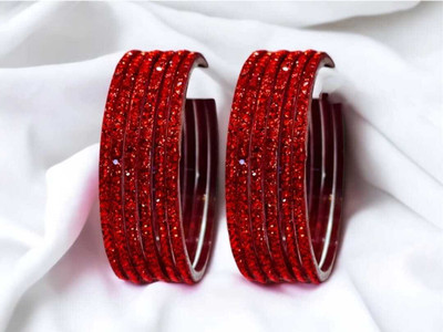NamraCollection Glass Zircon Bangle Set(Pack of 10)