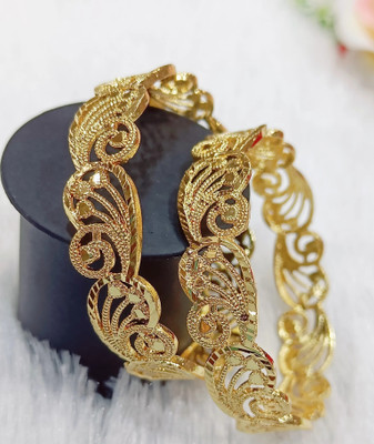 Divastri Brass Gold-plated Bangle Set(Pack of 2)