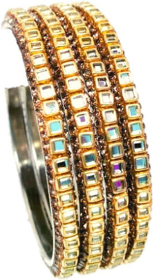 m a enterprises Brass Crystal Brass Bangle Set(Pack of 4)