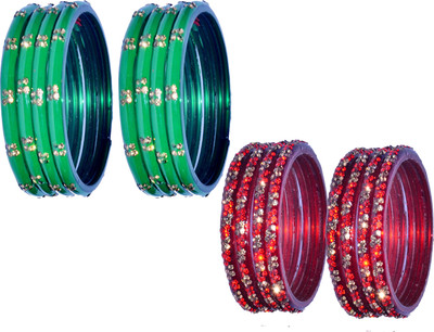 ADVANCE KANGAN Glass Zircon Bangle Set(Pack of 16)