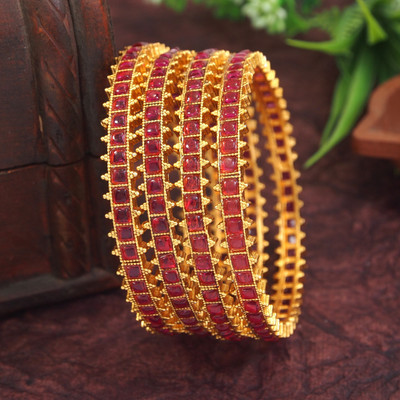 SGA FASHION Alloy Beads Gold-plated Bangle Set(Pack of 4)