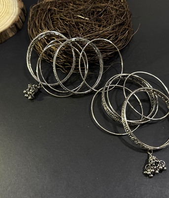ASMITTA Jewellery Alloy Silver Bangle Set(Pack of 10)