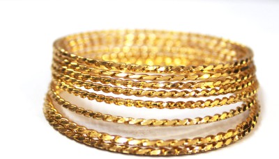 S L GOLD Copper Gold-plated Bangle Set(Pack of 8)