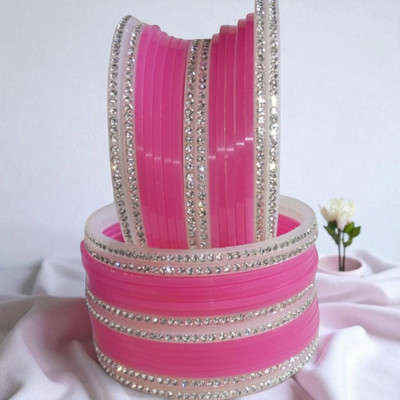 ARJUN TRADERS Plastic Cubic Zirconia, Zircon Silver Coated Bangle Set
