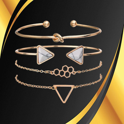 University Trendz Alloy Gold-plated Bracelet Set(Pack of 2)