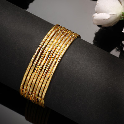 ZENEME Brass Gold-plated Bangle(Pack of 8)