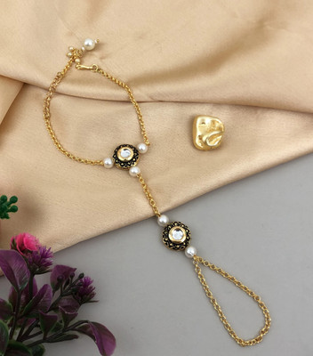 payal jewellery Alloy Diamond Gold-plated Ring Bracelet