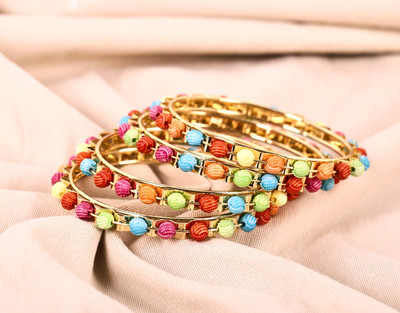 Oneys collection Alloy Beads Gold-plated Bangle Set(Pack of 4)